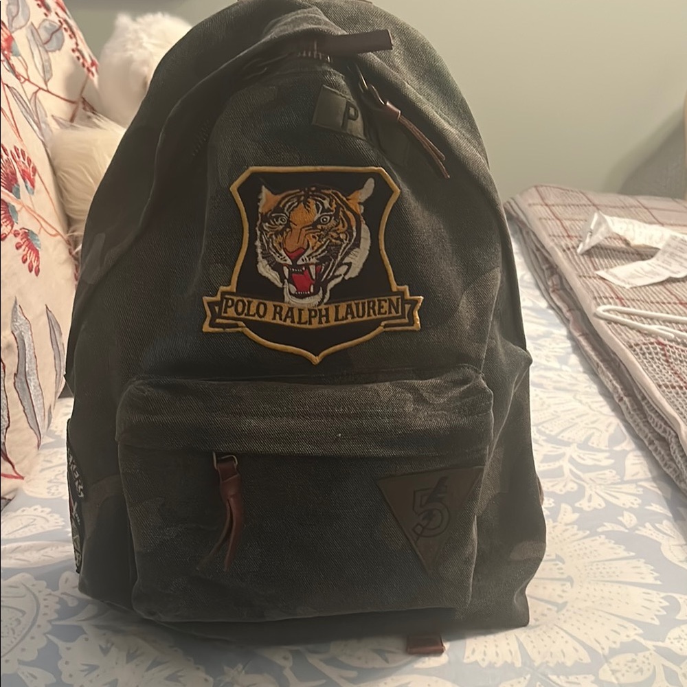 Polo by Ralph Lauren Green Backpack with Tiger Emblem